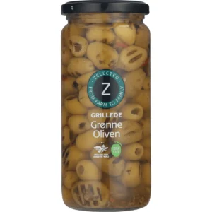 Grilled Green Olives, Pitted