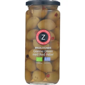 Organic Green Olives with Red Pepper